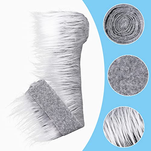 Kunstleder Plüsch Pelzstoff Vorgeschnittene Streifen 2 x 60 Zoll Graues Fell Stoff Flauschiges Plüsch Handwerksfell für Gnomenbart Weihnachtshaar Zwerg Cosplay Kostüm DIY Weihnachtsdekoration