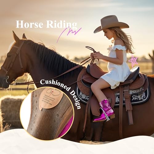 PATPAT Kids Cowboy Boots for Girls and Boys – Western Mid Calf Cowgirl Boots with Embroidered and Zipper Design, Riding Shoes for Little Kid/Big Kid4