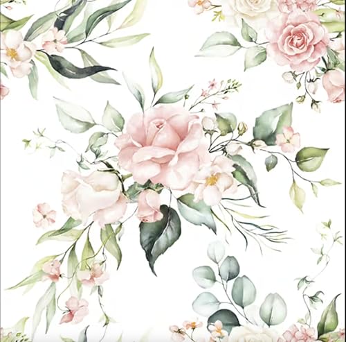 Set of 2 Individual Decoupage Paper Party Napkin Pale Pink Roses Flowers Watercolor Decor Luncheon Napkins for a Birthday Holiday, Wedding, Cocktail Party