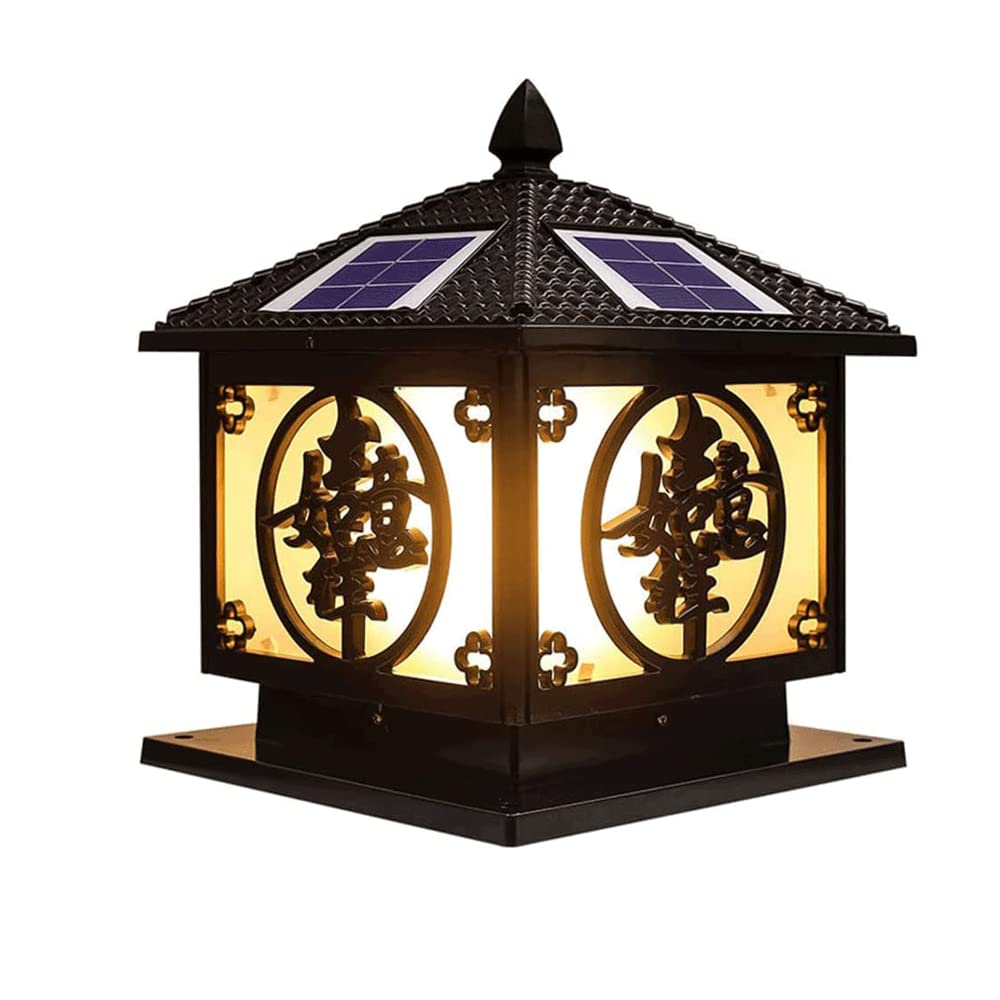 SMCCYYSD Square Solar Pillar Lamp, Waterproof IP54 Floor Die Casting Aluminum Column Lights, Glass Lampshade, Wall Courtyard Post Light, Villa Lawn Landscape Lamp