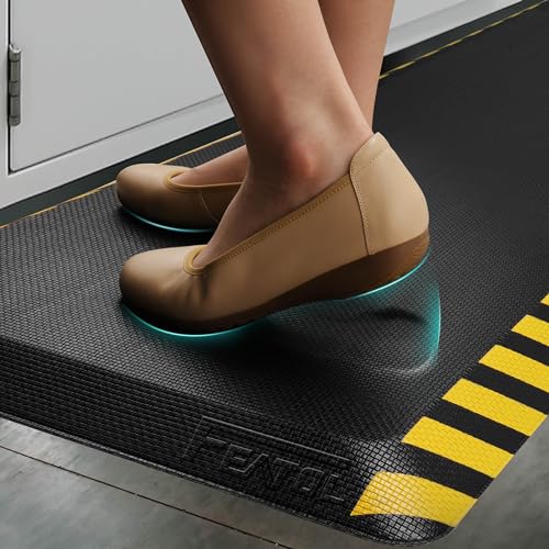 Image of FEATOL Anti Fatigue Mat Industrial, Ergonomic Standing Floor Mat for Work for Stand -Safety Support for Leg & Back Pain(Yellow Border, 24 inch x 70 inch, 1PC)