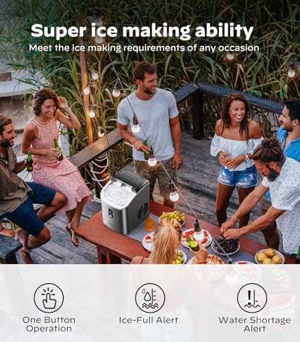 Nugget Ice Maker Countertop - Silonn Pebble Ice Maker Machine with Self-Cleaning Function, 33lbs/24H, Ice Makers for Home/Kitchen/Office, Stainless Steel