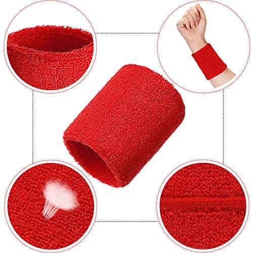 Image of Bememo 12 Pack Wristbands Sweatband for Women Men, Neon Colored Sport Wrist Bands, Tennis Football Basketball Sweatbands, Moisture Wicking Arm Bands for Working Out