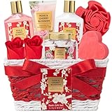 Christmas Gifts for Women - 9 Pcs Rose Bath and Body Gift Basket Set for Women, Spa Gift Set with Shower Gel | Pampering Gifts for Valentine's, Birthday, Mothers Day Gifts for Mom, Gift Sets for Her