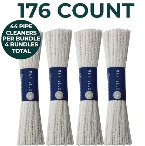 Mantello Pipe Cleaners (176 Pack- Soft Bristle) - 6 Inch, 100% Cotton, Steel Wire Pipe Cleaners for Pipe Smoking- Pipe Cleaners Bulk for Glass Tobacco Pipe, White Pipe Cleaners Craft Supplies - Image 3