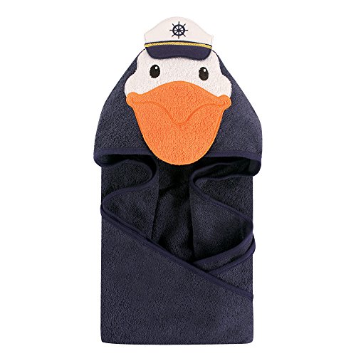 Image of Hudson Baby Unisex Baby Cotton Animal Face Hooded Towel, Pelican, One Size