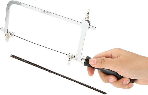Miniatura 8 de Kit de marco de sierra de joyería, arco de sierra ajustable en forma de U, herramientas manuales de sierra para metales, 12 hojas de sierra en