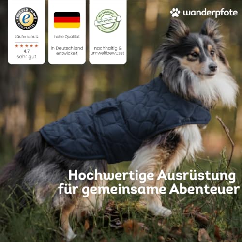 Wanderpfote Hundemantel – Steppjacke Hundejacke Stilvoll und Elegant – Hundemantel Wasserdicht – optimal für kleine und mittelgroße Hunde (Blau, M)