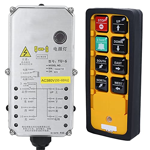 Cocoarm Controlador de Polipasto Industrial Control Remoto de Grúa de Doble Manija AC DC Multi Voltaje 800 MHz Resistente Al Agua Resistente Al Aceite y ácido para Transportador de Grúa Equipo de