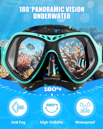 Equipo de Snorkel Aegend para Adultos con Máscara Colorida, Snorkel Seco y Bolsa de Malla miniatura 2