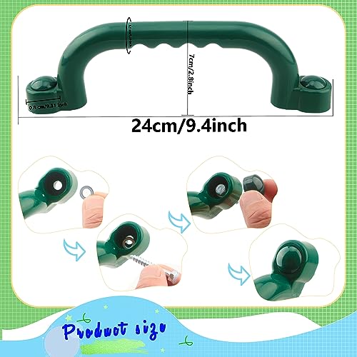 Restroma 4 Pieces Kids Playground Safety Handles Playground Grab Handle Bars Playground Accessories Equipment for Kids Outdoor Playset Backyard Playhouse Tree House Jungle Gym (Green)