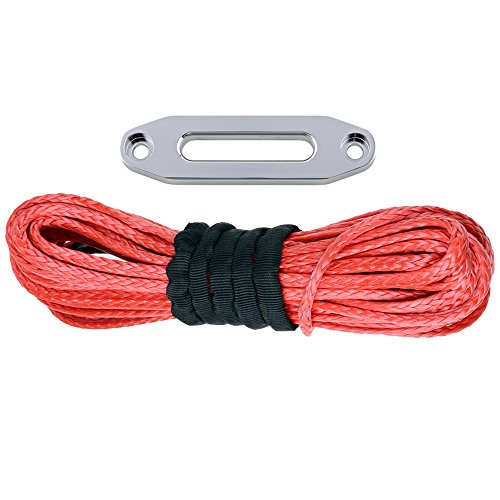 Astra Depot ATV UTV KFI SUV Synthetic Recovery Winch Rope Cable + Hawse Fairlead (50' x 1/4
