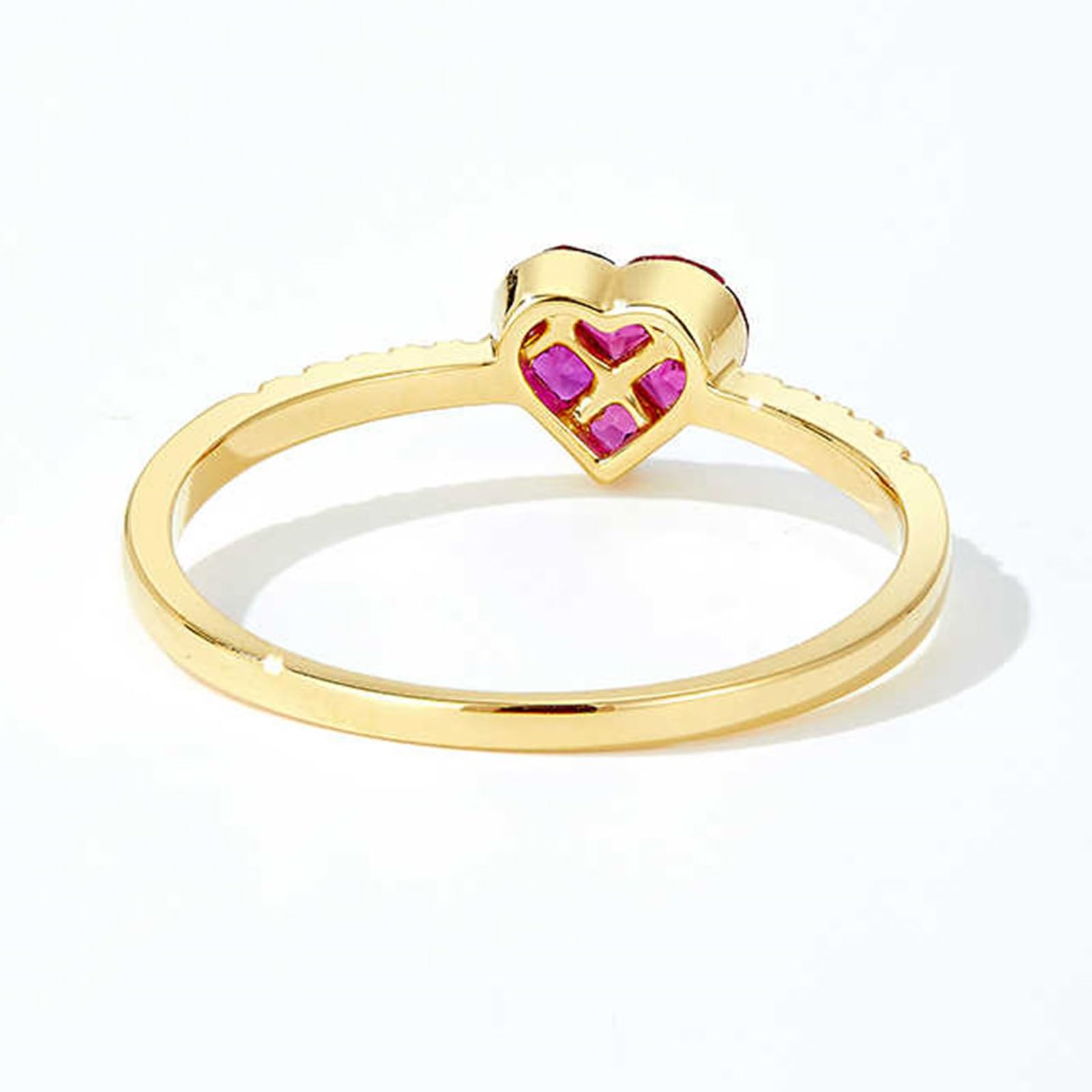 Bandring Gold Damen Elegantes Herz mit Rubin und Diamanten (0,4 ct)., Eheringe Hochzeitsringe für Sie Größe 47 (15.0)-65 (20.7)| Gelbgold | Trendiger Modeschmuck für Thanksgiving