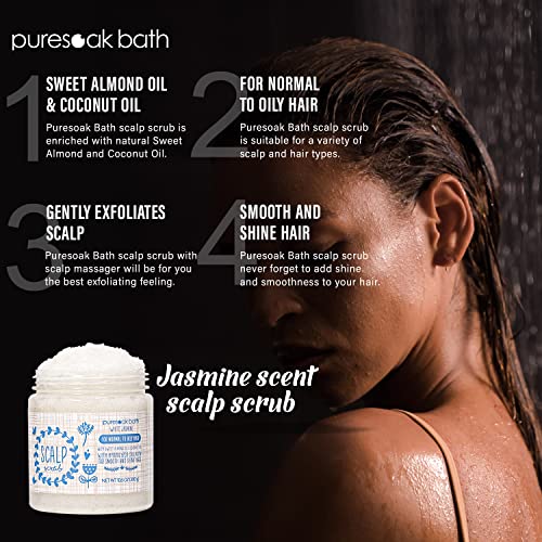 Puresoak Bath Scalp Scrub Natural Sugar Scrub Sulfates Free Exfoliate & Nourish Body Hair Scalp Care Scrub For Women & Men Gift Set Scrub Set-10.6Oz Scalp Scrub & Free Scalp Massager Brush #TOP1