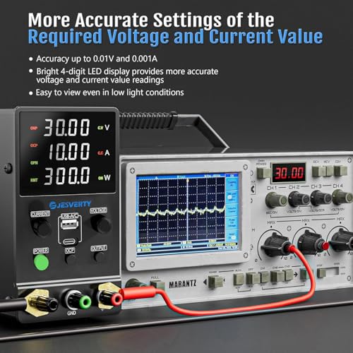 Image of DC Power Supply Variable, 0-30V 0-10A Adjustable Switching DC Regulated Bench Power Supply with USB & Type-C Quick-Charge, Encoder Knob, Output On /Off Switch, 4-Digit LED Display - SPS-3010M