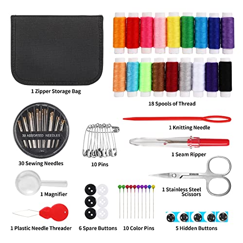 Sewing Kit for Adults,MARQUEEN Needle and Thread Kit with Sewing Supplies and Accessories Contains Scissors,Needles - Image 2