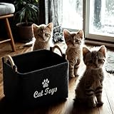TSQZE Haustier Spielzeug Organizer Box, Katzenspielzeug Boxen Mit Griffen, Welpen Sachen Korb Filz Aufbewahrungsbox, Organizer Für Die Organisation Von Haustierspielzeug, Decken, Leinen (Katzen)