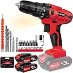 21v Cordless Power Drill Combi Driver Electric Screwdriver Tools Kit,2 Variable Speed 25+1 Torque Setting,29pcs Drill/Driver Bits,2 Powerful Batteries