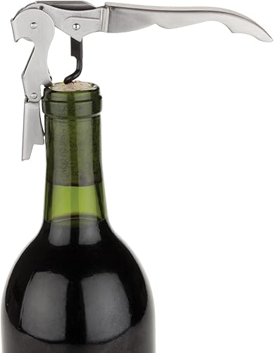 Vista 52 de True Truetap - Abrebotellas de vino con doble bisagra, sacacorchos de acero inoxidable con cortador de papel de aluminio integrado, accesorios