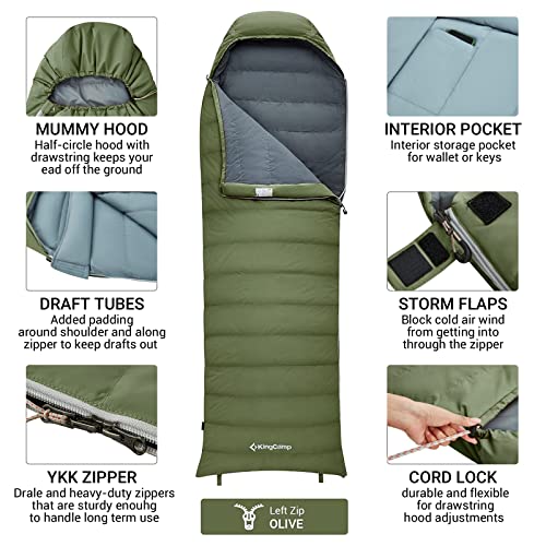 KingCamp Down Sleeping Bag 650 Fill Power Ultralight Compact Portable Sleeping Bags for Adults Cold Weather 3 Season… - Image 7