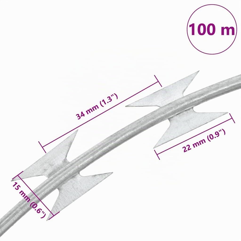 vidaXL Filo Spinato Concertina Elicoidale in Acciaio Zincato 100 m