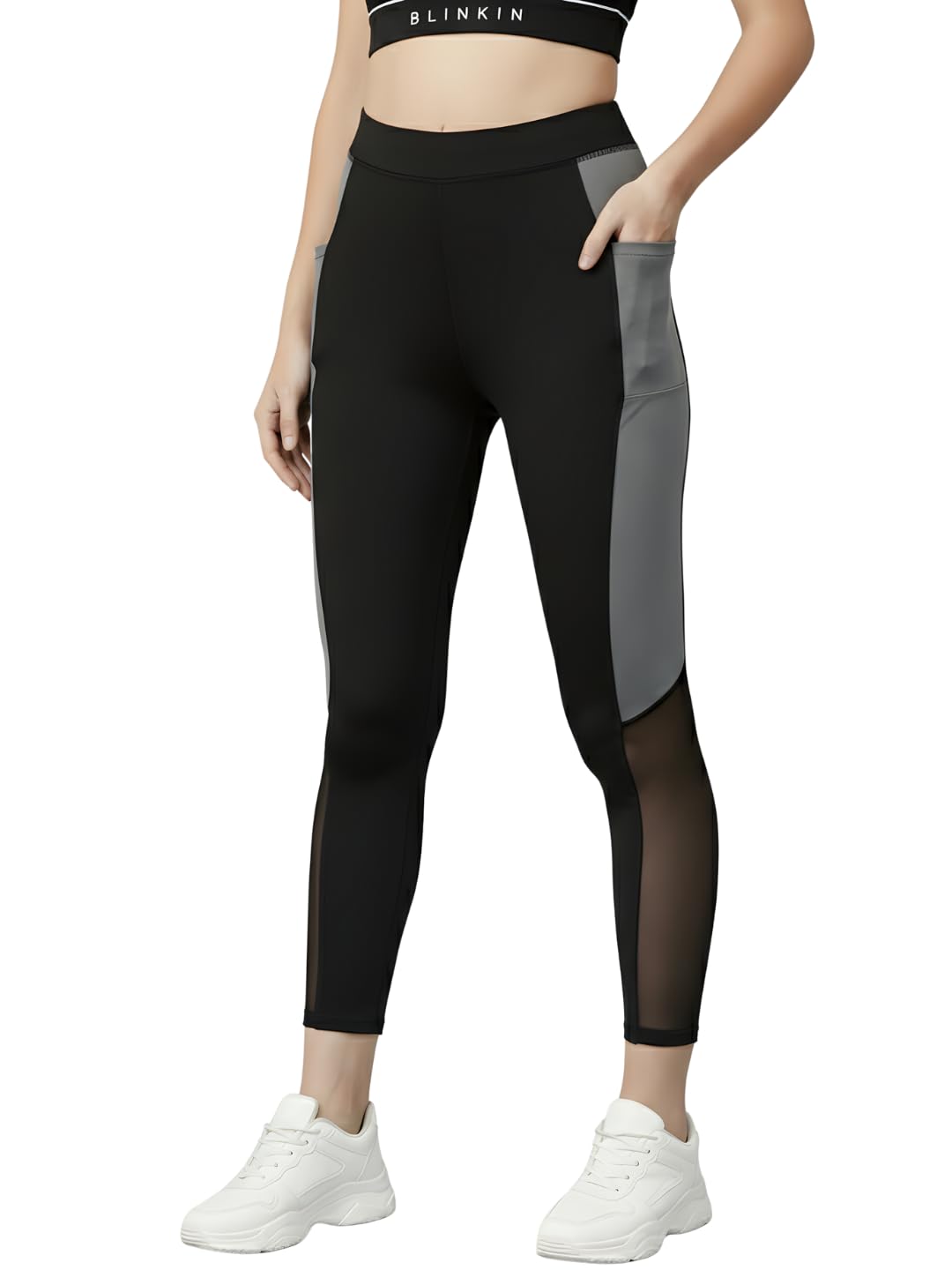 Lee Stretchable Gym Pants for Women Workout : The Ultimate Yoga Pants | Workout Lowers | Gym Track Pants for Woman with Mesh Insert & Side Pockets (1869) in neutral