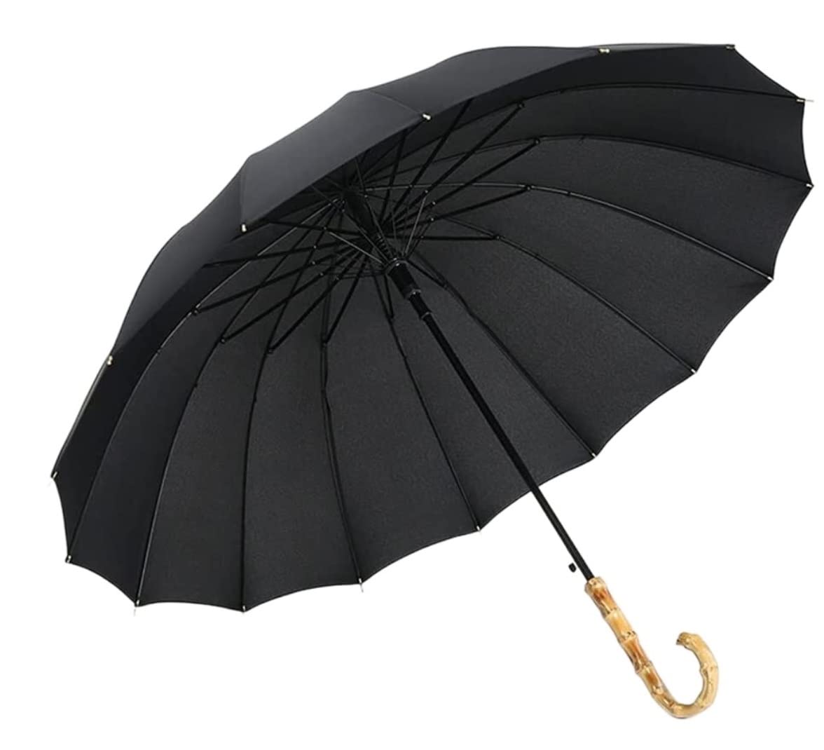 Regenschirme Sturmfest Schirm Golf-Regenschirm, Winddicht, Sonne, Reise, Bambusgriff, Regenschirm, Einfach Und Stilvoll, Große Regenschirme Für Männer Und Frauen Regenschirm ( Color : Black , Size : 9