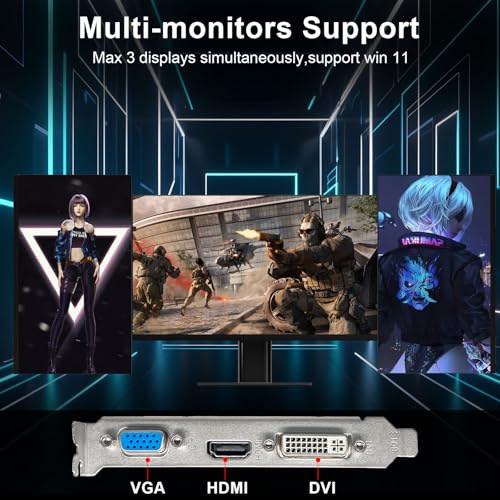 Image of GT 730 Graphics Card, Computer Low Profile GPU, 4GB 128Bit GDDR3 PCIe x16, HDMI /VGA /DVI, DirectX 11, PhysX, OpenGL 3.1, Desktop Gaming Video Card, Support 2K (with Bracket)