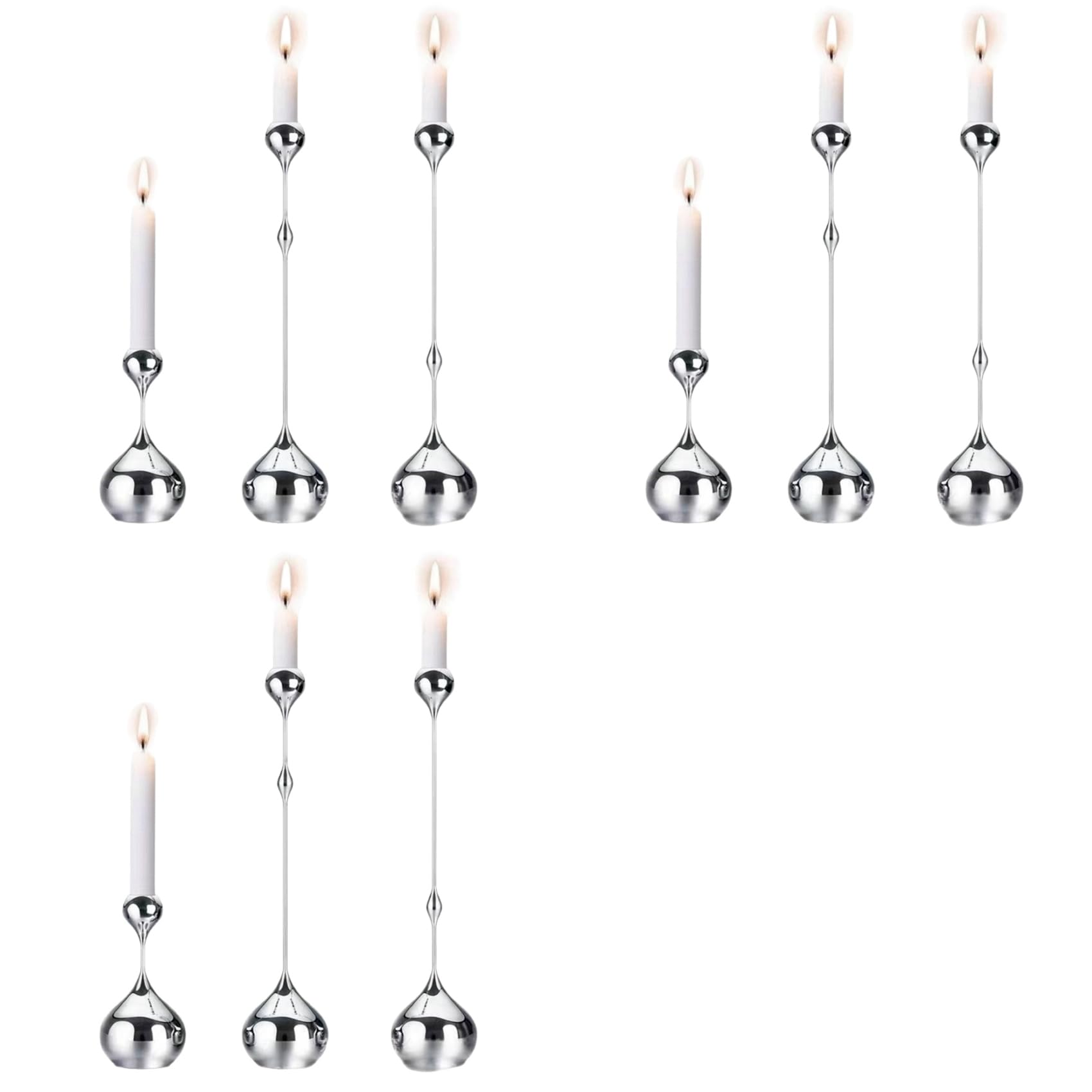 Bougeoir en argent lot de 9 en métal pour décoration de table de mariage