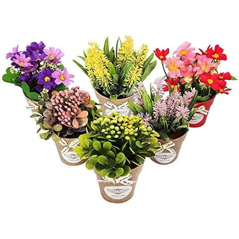 LUEUR Set of 6 Potted Artificial Lavender Flowers Cover