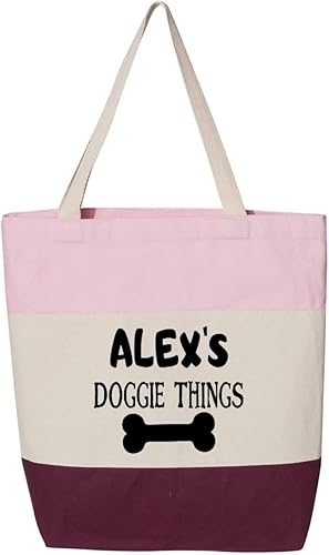 Personalized Dog Tote Bag, Doggie Things Bag, Custom Dog Bag, Dog Lovers Gift, Dog Owner Gifts, Dog Mom Gifts, Dog Toys Bag, Trendy Dog Bag (15"L x
