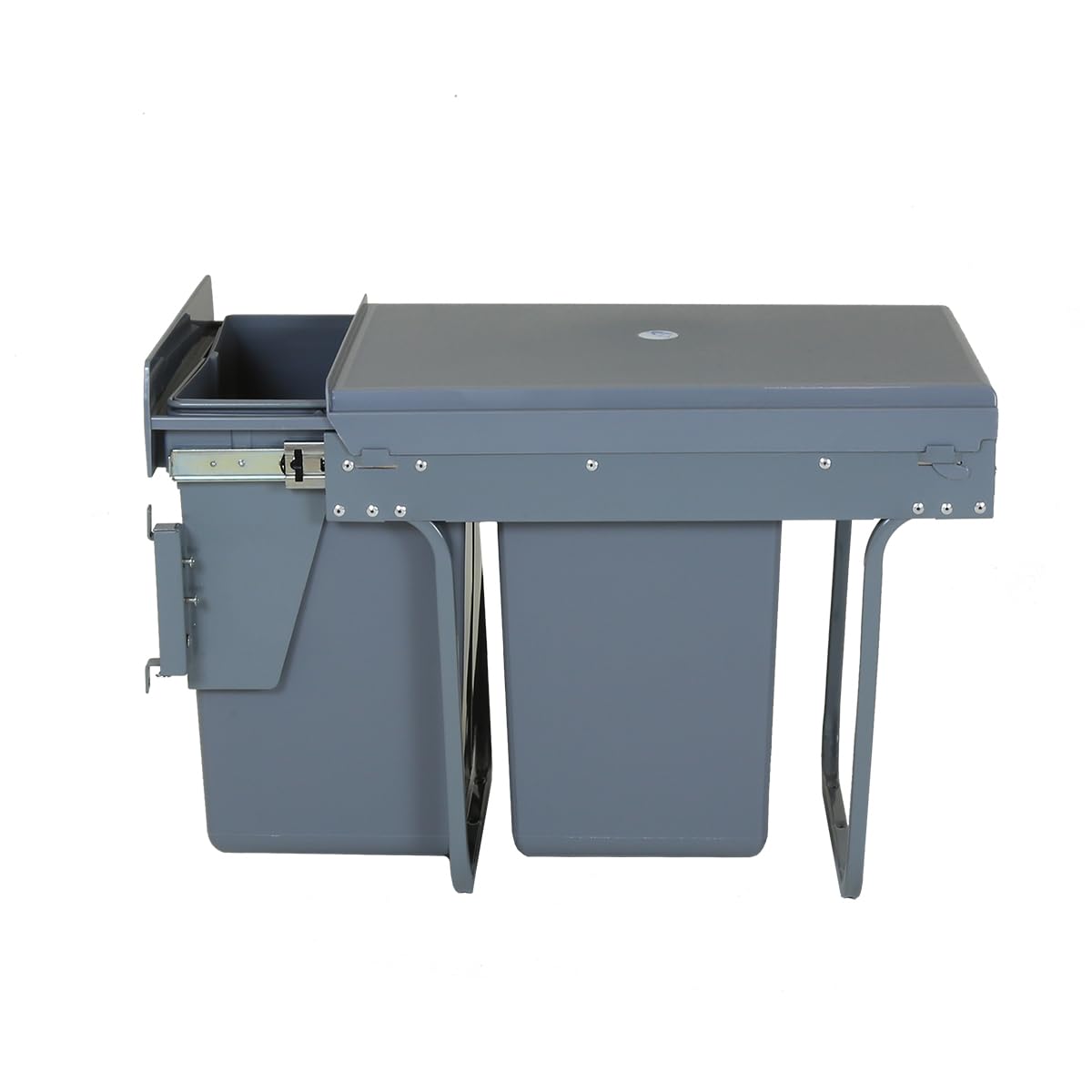 CHARLES BENTLEY Poubelle encastrable cuisine 2 bacs 20L 40L recyclage double compartiment couvercle anti-odeurs 34Lx48Px42H cm