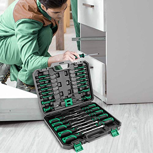27PCS Magnetic Screwdriver Set with Magnetizer and Demagnetizer, METAKOO Screwdriver Set, Including Slotted/Phillips/Torx Precision Screwdriver and Case, Repair Tool Kit - MSS01H