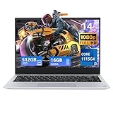 Ordenador Portátil 14.1 Pulgadas, PC Portátil Core i3-1115G4 Processor, Windows 11 Portátil con 16GB DDR4 RAM 512GB SSD, Laptop con 1920*1080P IPS Pantalla, 7000mAh Battery, USB3.2+Mini-HDMI+Type-C