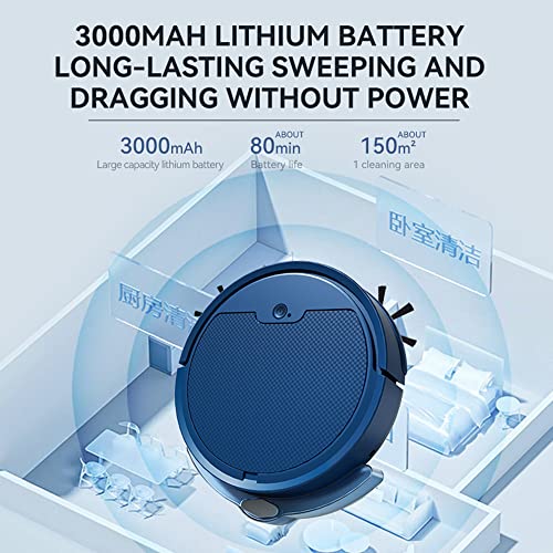 Robot Stofzuiger en Mop All in One, 2 in 1 Dweilen Robot Vacuüm Met Watertank en Vuilnisbak, 2000 PA Zuiging, 80 Min-Hardlopen, Krachtige Robotic Vacuum voor Thuiskantoor Tapijt Hardhout (blauw) - Image 8