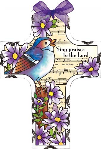 Joan Baker Designs Song Bird Sing Praises to the Lord Stained Glass Suncatcher (SX2025R)