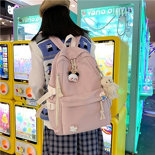 Aesthetic Backpack Preppy Backpack for School Preppy School Supplies Kawaii Backpack Cute Backpack with Accessories (Blue)4