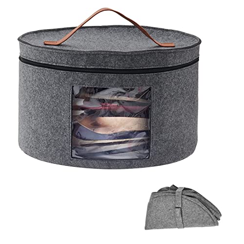 Hat Storage Box With Dust Lid, Felt Round Foldable Hat Organizer Family Travel Storage Box (M) #TOP9
