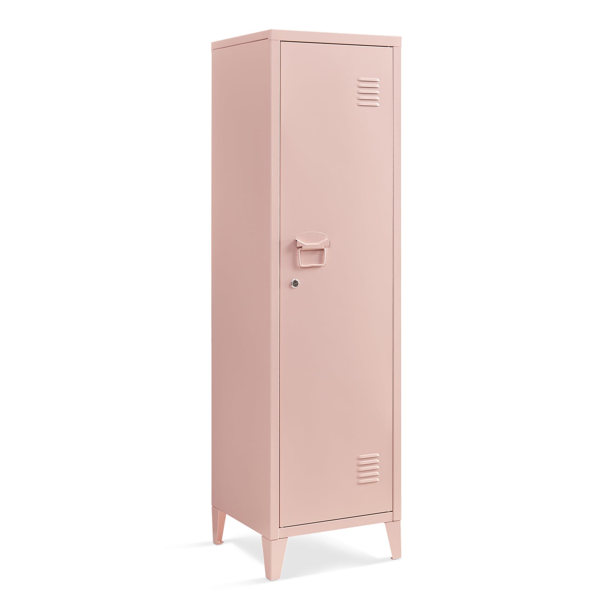 [en.casa] Armadio da Ufficio con Anta e Serratura Mobile in Acciaio per Archivio con 3 Scomparti Armadio da Spogliatoio 137 x 38 x 38 cm Beige Pesca