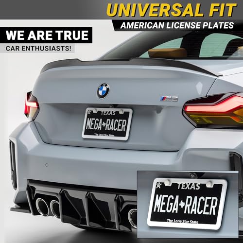 Image of Premium Slim White License Plate Frames - 2 Pack, Rust-Free Stainless Steel, Street Legal & Rattle-Free, Universal Fit with Screw Caps, Sleek Thin Metal Front & Rear Car Tag Holders for Men & Women