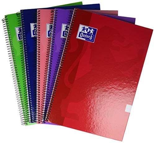 Oxford Classic Pack of 5 Notebooks, Spiral and Lid extradura, fº, Graph C/M
