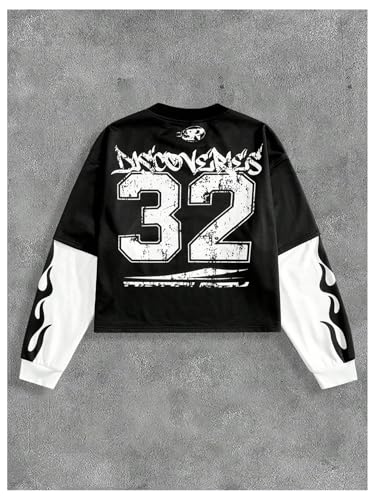 Men's Number Graphic Long Sleeve Shirts Y2K Round Neck 2 in 1 T-Shirts Top2