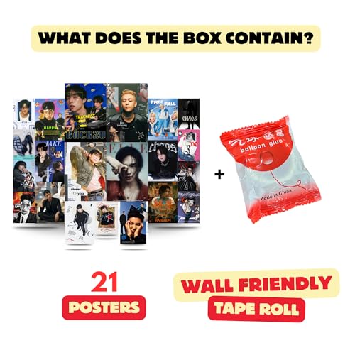 Image of Yellow Town India Boys of K-Pop Wall Collage Kit Posters (Pack of 21) Multi-sized Posters, 300 Gsm Glossy Finish - Perfect for Bedroom, Living room, Office, Home & Room Decor