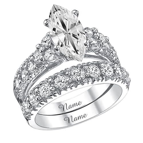 14K Gold 3.0CT Marquise Cut Lab Grown Diamond Bridal Set for Her, IGI Certified, DE-Color, VS, 10K 14K 18K Yellow Gold Diamond Wedding Ring Set for Women Ladies Engagement Wedding2