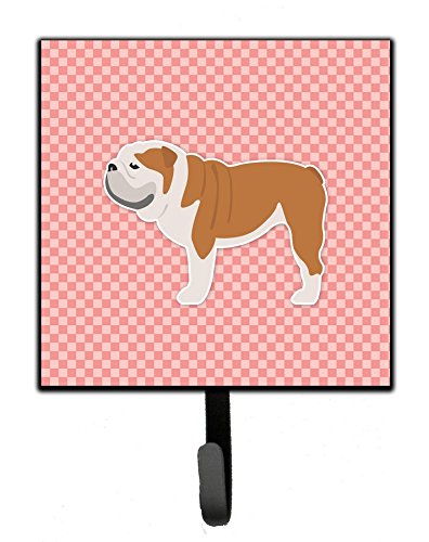English Bulldog Checkerboard Pink Leash or Key Holder