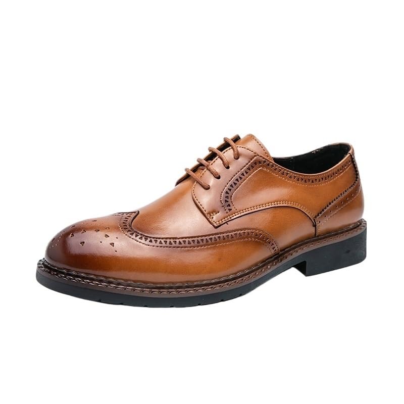 Men's Dress Oxford Shoes Lace-up Slip Resistant Block Heel Anti-Slip Rubber Sole Shoe for Business Office Party Wedding Prom Wingtip Synthetic Leather