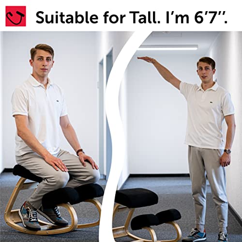 VILNO Ergonomic Kneeling Office Chair - Rocking Home & Work Wooden Computer Desk Chairs, Back & Neck Spine Pain, Better Posture, Ergo Knee Support Stool, Cross Legged Sitting (Black) - Image 5