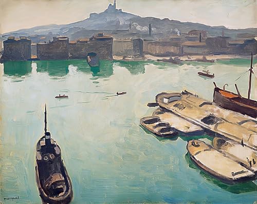 Lienzo il porto di Marsiglia de Albert Marquet: transforme su salón con arte clásico