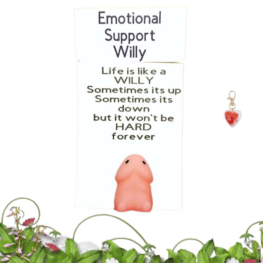 Clspro 1Pc Emotional Support Willy, Cute And Funny Willy Design Pocket Hug Card Desk Decoration, Emotional Support Pocket Hug Token & Positive Energy Greeting Cards For Family Friends (1Pc)