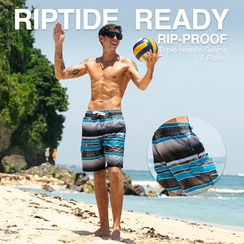 Image of Kanu Surf Men's Big Viper Extended Size Stripe Swim Trunk